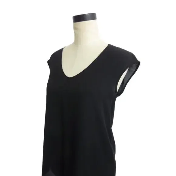 J.Crew Black Sheer V Neck Blouse Top 2 - Picture 4 of 6